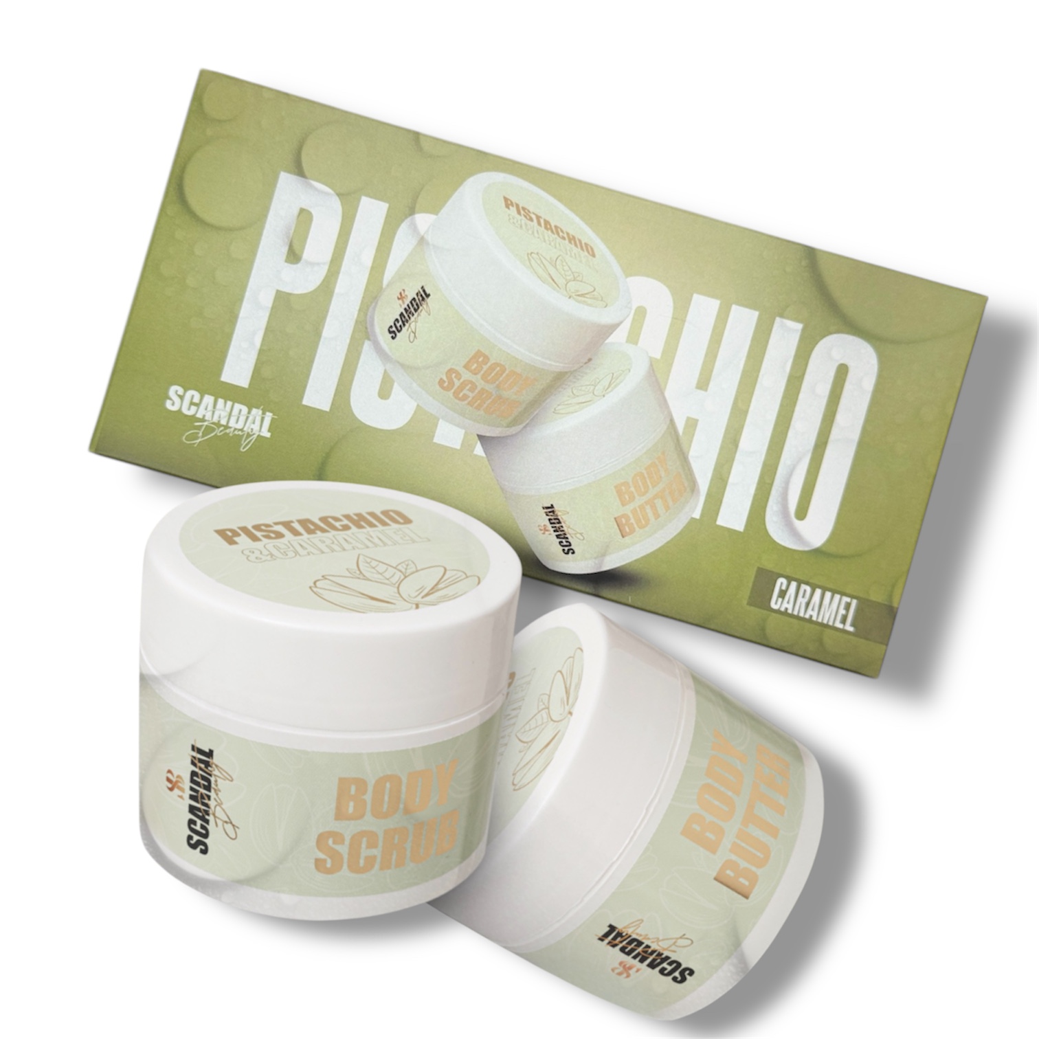 Σετ Περιποίησης Σώματος με Άρωμα "Pistachio & Caramel" – Scrub &Body Butter (2x200ml)