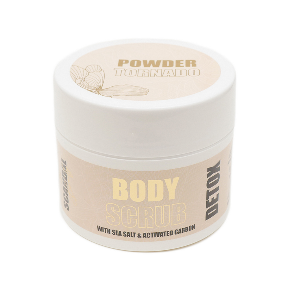 Powder Tornado Detox Body Scrub – Scrub Σώματος με Αμυγδαλέλαιο, Ενεργό Άνθρακα & Κόκκους Αλατιού (200ml) - Image 2